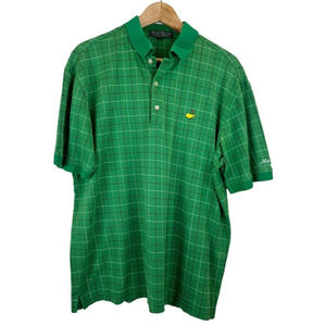 Masters Collection Augusta National Men's L Pique Polo Shirt Green Check Irish‎